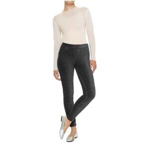 HUE L Corduroy Charcoal Leggings Comfy Retro 90s Minimalist Athleisure